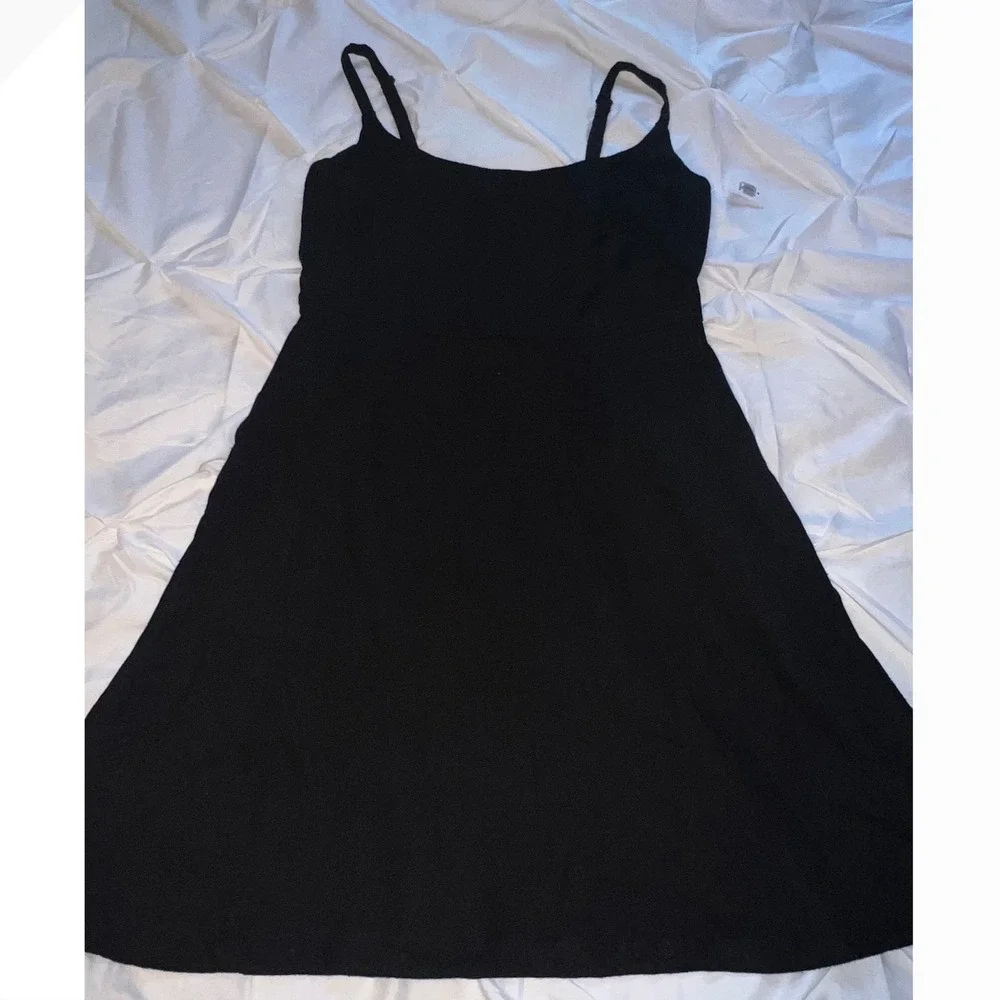 Old Navy Cami Mini Dress Womens M Black New With Tags Linen Blend Smocked Back